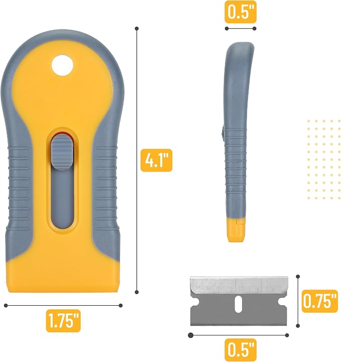 Bates- Razor Blade Scraper Tool, 2 Pack, 30 Extra Carbon Steel Blades, - Image 5