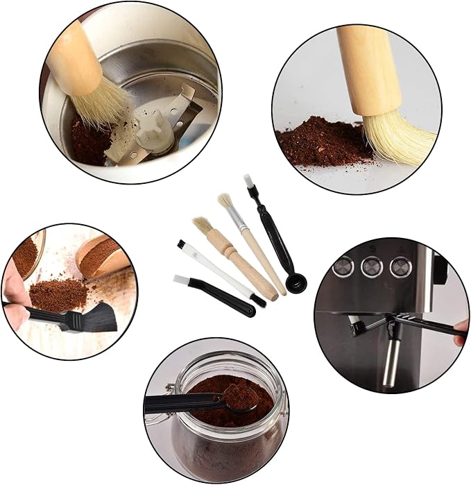 Coffee Grinder Cleaning Brush, Espresso Machine Brush Kit Wood Handle & Natural - Image 5