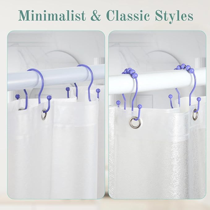 Goowin Shower Curtain Hooks, Stainless Steel Shower Curtain Hangers, Metal - Image 7