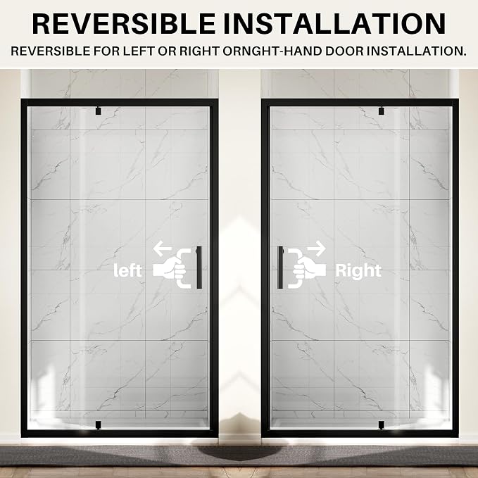 WinZo 41-42" W ×72" H Pivot Shower Door, 1/4" SGCC Clear Tempered Glass Shower - Image 7