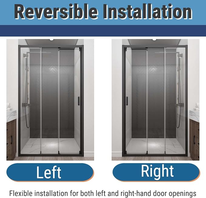 46" W x 78" H 3-Panels Sliding Shower Door, Shower Door Clear 6mm Tempered Glass - Image 6