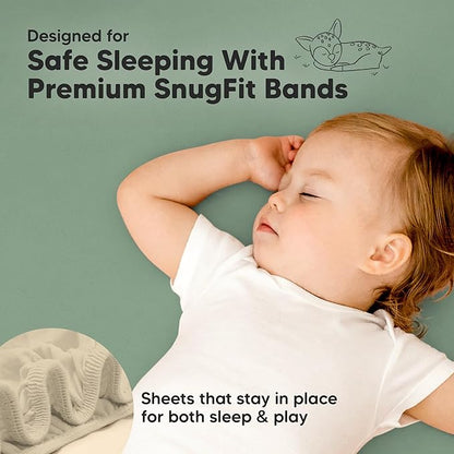 Pack and Play Sheets Fitted - 2-Pack Mini Crib Sheets for Pack N Play Mattress 38x26, Soft & Cozy, Neutral Toddler Playard Bedding, Snug Fitted Mini Baby Crib Mattress Cover Boy, Girl (Hedges)