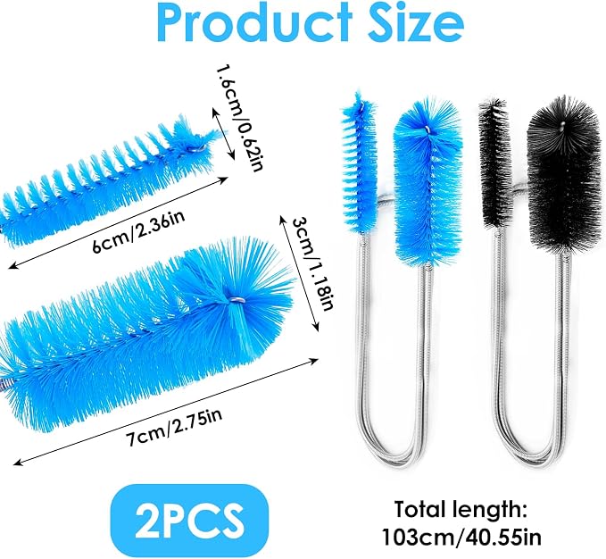 2 Pcs Flexible Drain Pipe Cleaning Brush, 2 Brush Head Sizes - Image 2