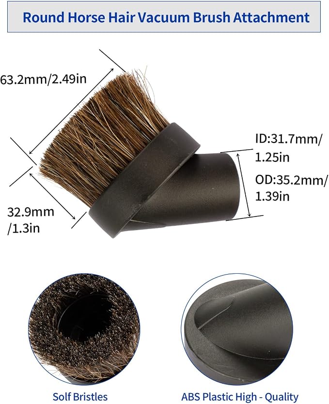 Round Horse Hair Brush Vacuum Attachment - Image 5