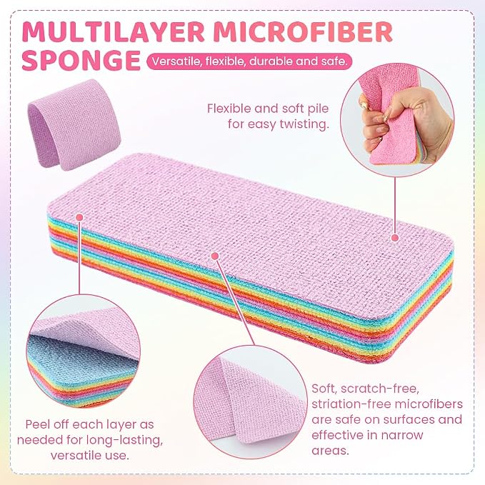 12 Layer Microfiber Sponge Block, Non-Scratch Microfiber sponges Kitchen Dish - Image 4
