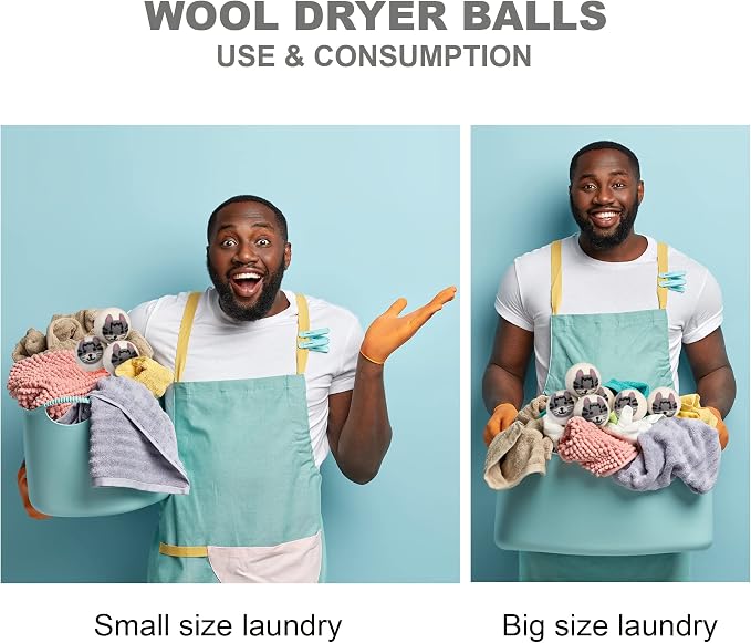 Wool Dryer Balls Organic Felt 6 Pack Laundry Fabric Softener, Extra Large - Image 7
