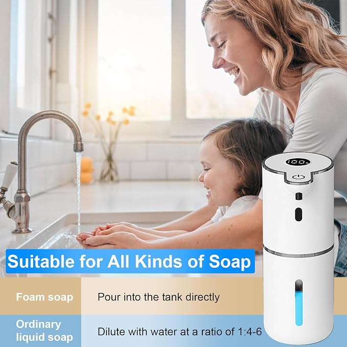 2 Pack Automatic Foaming Soap Dispenser Touchless, USB Rechargeable Smart Hand - Image 6