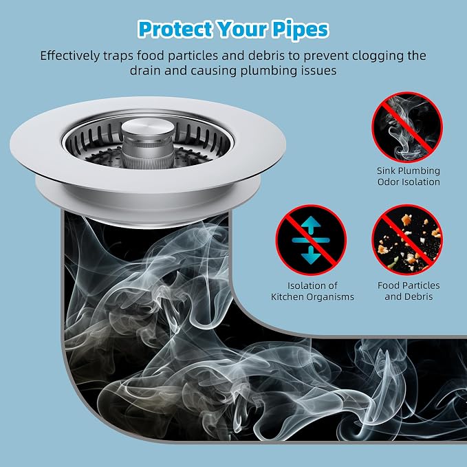 Hibbent All Metal Stainless Steel 3 in 1 Kitchen Sink Drain Strainer, Upgraded - Image 6