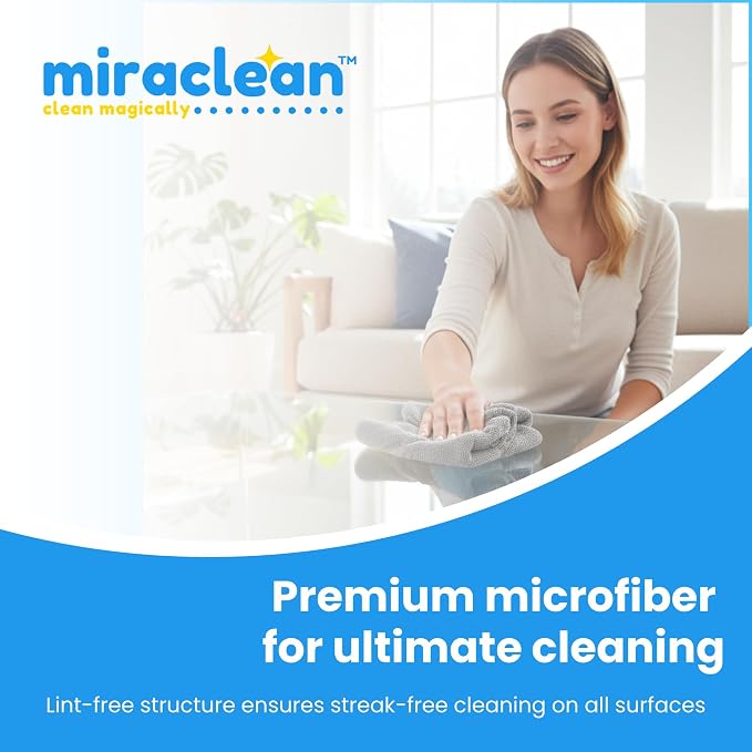 Microfiber Cleaning Cloth Grey 12 Pack Premium Microfiber Towels - Image 2