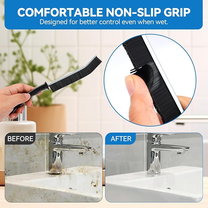 Crevice Cleaning Brush Set, Window Tracks, Bathroom & Toilet, Strong Bristle - Image 6