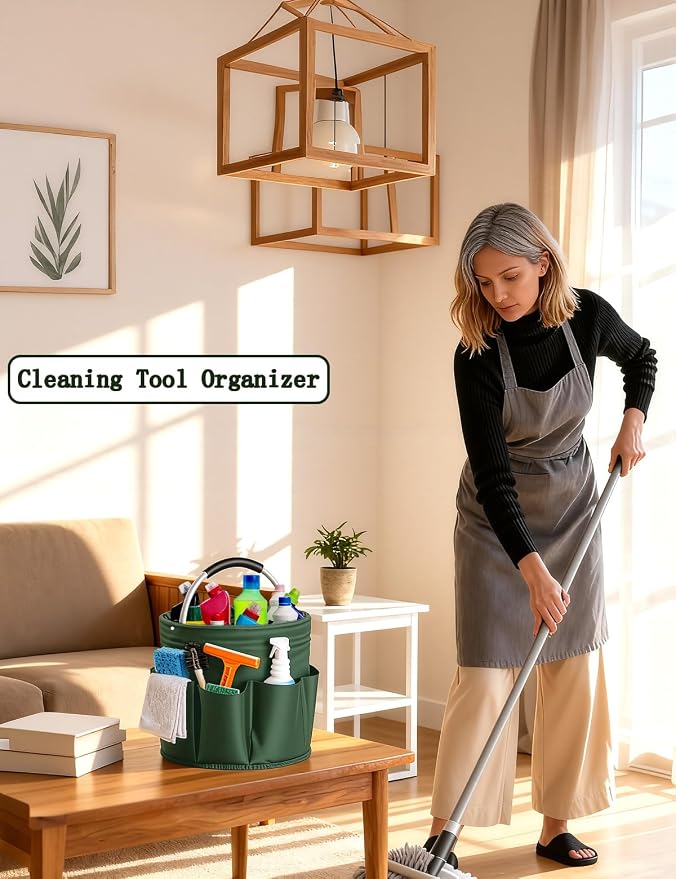 Cleaning Caddy with Handle, Cleaning Products Organiser, Foldable Storage Basket - Image 4