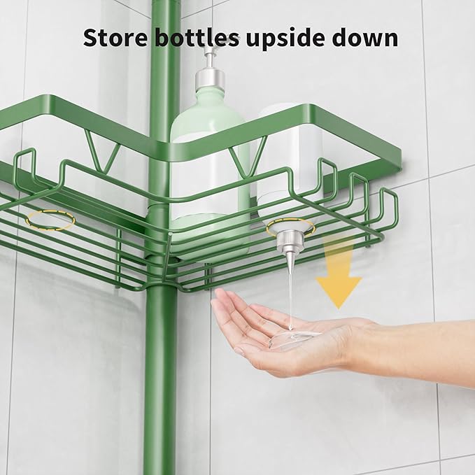 KEGII Shower Caddy Tension Pole, 4-Tier Rustproof Adjustable Corner Bathroom - Image 5