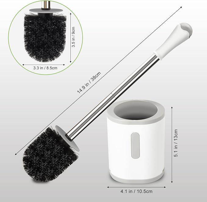 Compact Toilet Brush & Holder, Stainless Steel Handle, Space Saving - Image 6