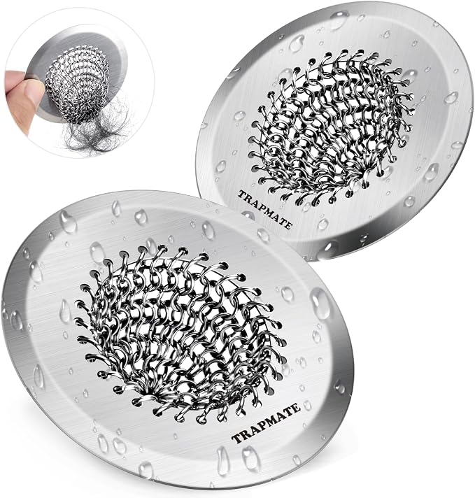 TRAPMATE 2PCS Bathtub Drain Strainer, 2.8" Patented Reversible Shower Tub Drain by TRAPMATE