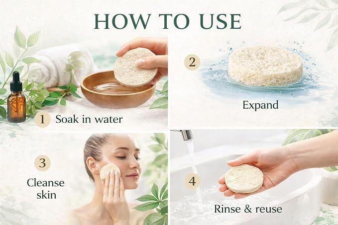 Compressed Facial Sponges 60 Pack – Natural Cellulose Facial Sponge - Image 7