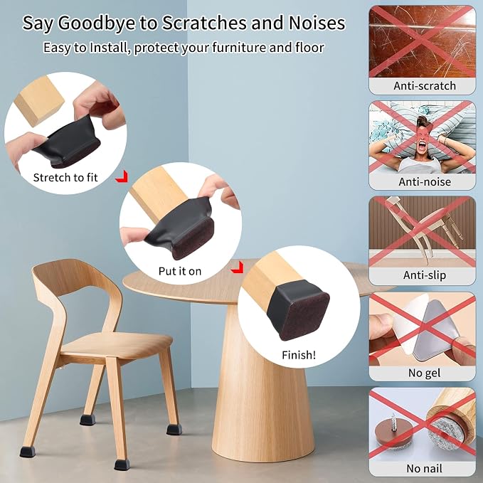 Ezprotekt 24 Pcs Square Chair Leg Floor Protectors - Image 7