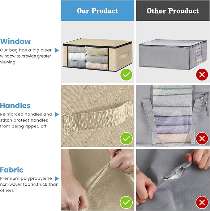 HomeHacks Storage 3-Pack Clothes Organizer Storage Bags Foldable Storage Box - Image 5