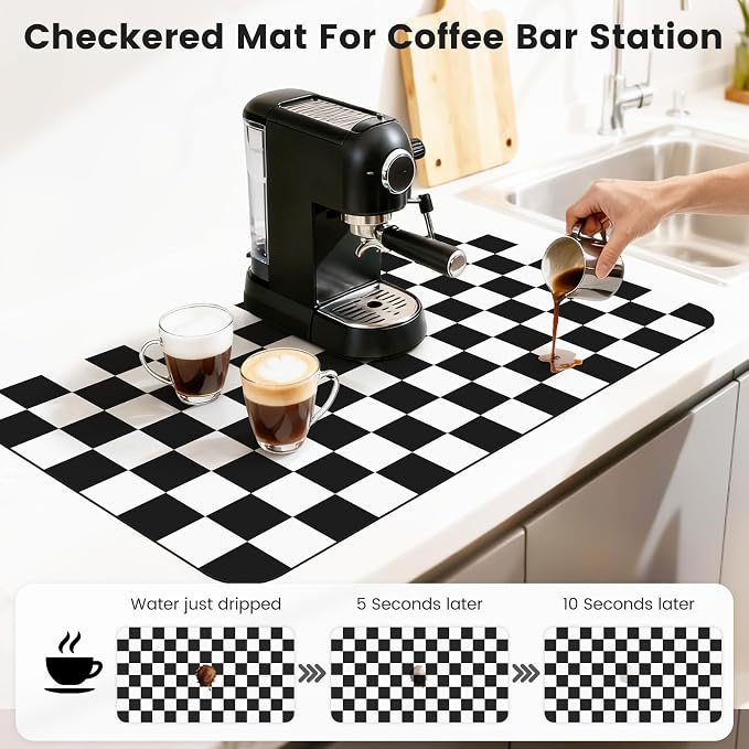 17" x 32" Checkered Dish Drying Mat - Image 4