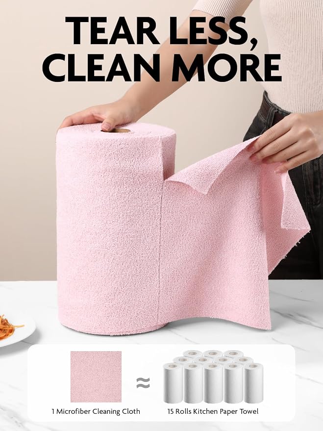 Fantasticlean Microfiber Cleaning Cloth Roll -150 Pack, Tear Away Microfiber - Image 2