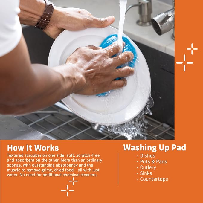 E-Cloth Washing Up Pad, Premium Microfiber Non-Scratch Kitchen Dish Scrubber - Image 2