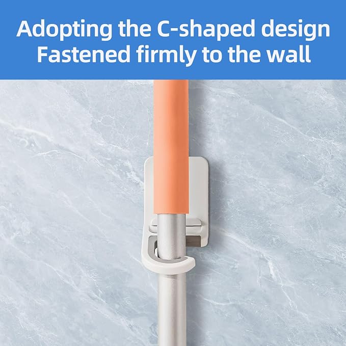 1 Pack Broom and Mop Holder Wall Mount No Drill，Mop and Broom Gripper，Broom - Image 4