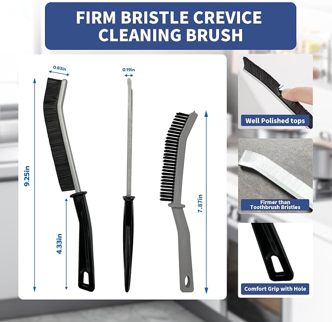 Crevice Cleaning Brush, Hard-Bristled Gap Scrub Brush, Toilet Gap Cleaning - Image 7
