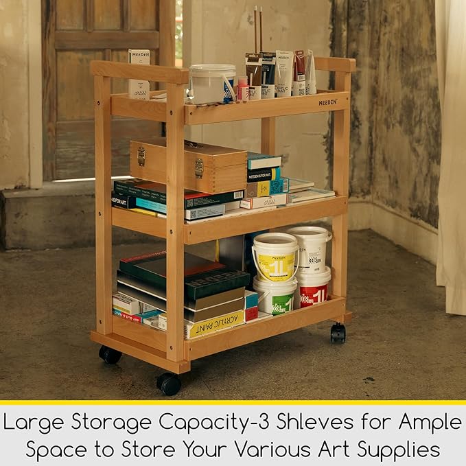 MEEDEN Art Cart Storage Organizer, 3-Tier Rolling Utility Studio Taboret - Image 5