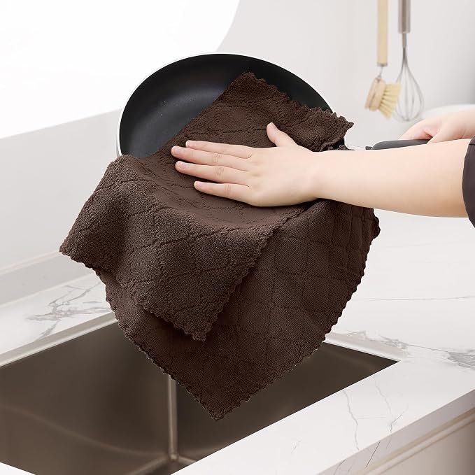 Homaxy 12 Pack Dish Towels for Kitchen, Super Soft and Absorbent Coral Velvet - Image 3