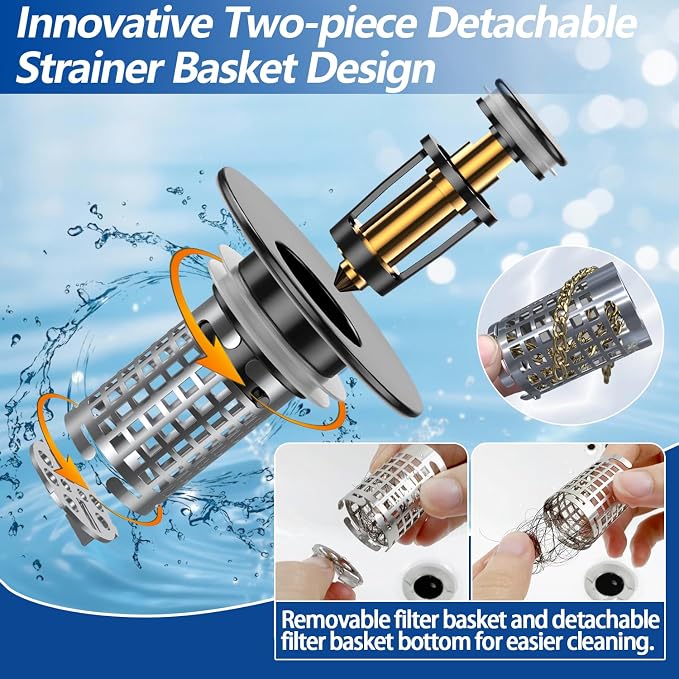 Sink Stopper Hair Catcher, Pop-up Sink Drain Strainer - Image 6