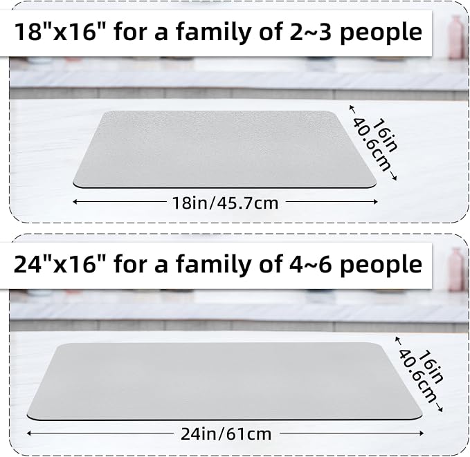 LOPNUR Kitchen Dish Drying Mat, Super Absorbent Dish Drying Pad, Diatomite - Image 4