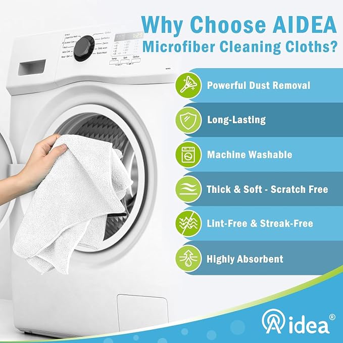 AIDEA Microfiber Cleaning Cloth-8PK, Soft Microfiber Towels - Image 3