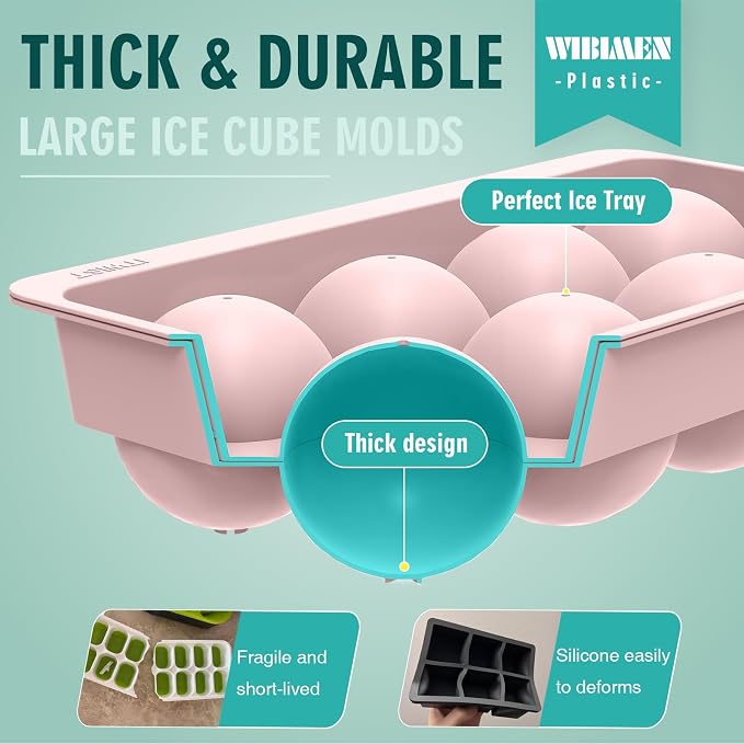 WIBIMEN Large Ice Cube Molds, Big Round Whiskey Ice Cube Trays - Image 5