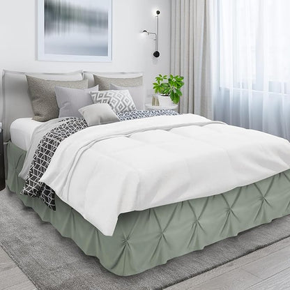 Nestl Sage Green Bed Skirt Queen Size, Pinch Pleat Queen Bed Skirt, 14" Inch Drop Queen Bedskirt, Hotel Quality Sage Green Bed Skirts, Microfiber Bedskirt for Queen Bed, Sage Green Queen Bed Skirt