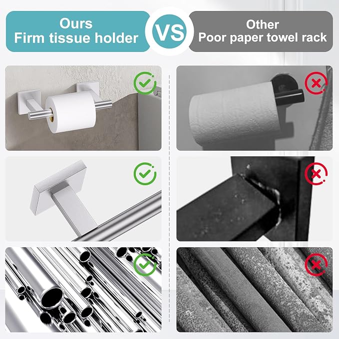 Brushed Nickel Bathroom Hardware Towel Bar Set, 5 Pieces Double Dase Toilet - Image 5