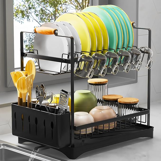 2-Tier Large Dish Drying Rack for Kitchen Counter by PXYHMUS
