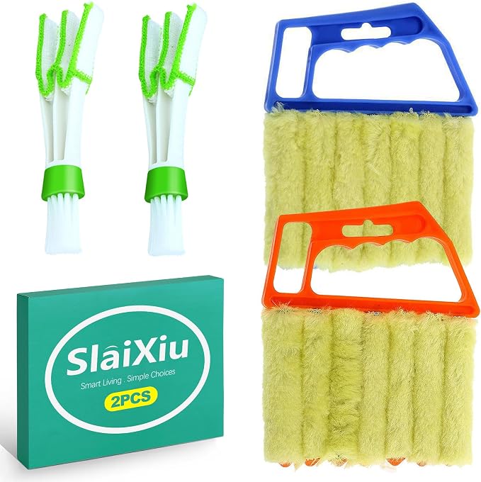 slaixiu 4-Pack 7 Finger Window Blind Cleaner Duster Tool, Washable Mini Blinds by slaixiu