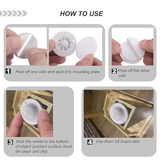 PlusRoc 8 Pack Self Adhesive Caster Wheels - Image 6