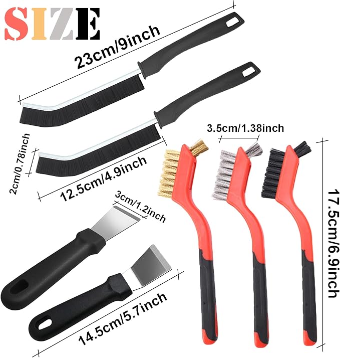 7 Pcs Hard Bristle Crevice Cleaning Brush Kitchen Stove Cleaning Brush Scraper - Image 7