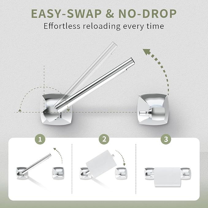 Bathroom Hardware Set 2 Pieces Toilet Paper Holder and Towel Ring Wall Mounted - Image 4