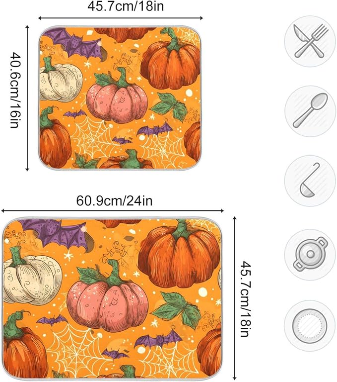 Halloween Colorful Pumpkin Pattern Dish Drying Mat - Image 3