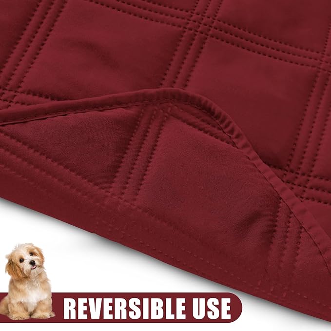 Smiry Waterproof Dog Bed Cover Blanket 40x70, Soft Reversible Pet Blanket, Washable Leakproof Cats Dogs Couch Cover for Sofa, Couch, Furniture, Lattice, Wine Red/Wine Red