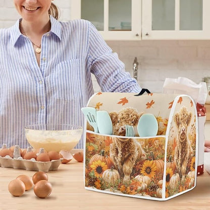 Highland Cow Stand Mixer Cover 4.5-5 Quart Pumpkin Kitchen Appliance Covers Dust Protection Universal for Pressure Cooker Air Fryer Fall Kitchen Decoration for Home Gift for Friends