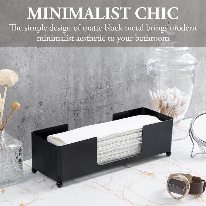 MyGift Modern Matte Black Metal Tabletop Commercial Folded Paper Towel Holder - Image 3