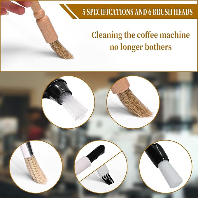 9PCS Coffee Machine Cleaning Brush Grinder Wooden Cleaning Brush Coffee Machine - Image 4