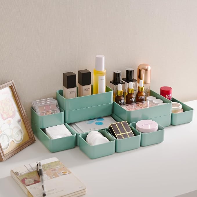 11-Piece Stackable Drawer Organizer Set, Stationery, Utensils in Bathroom - Image 5