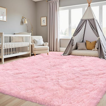 5x7 Area Rugs for Living Room Rug: Soft Fluffy Shag Pink Rugs for Bedroom, Non-Slip Large Fuzzy Plush Rug Indoor Floor Carpet for Nursery Kids Boys Girls Room, Dorms, Playroom, Modern Home Decor