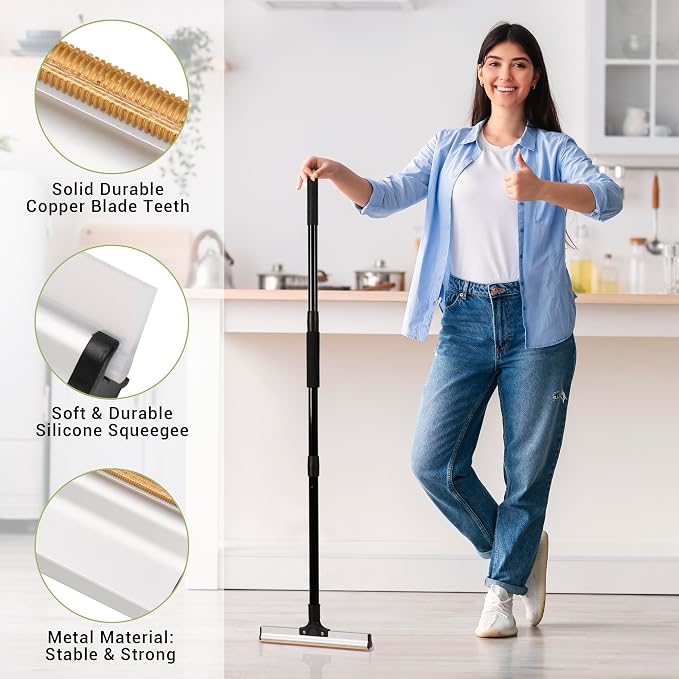 62" Carpet Rake for Pet Hair Removal – Adjustable Carpet Broom Bundle - Image 3