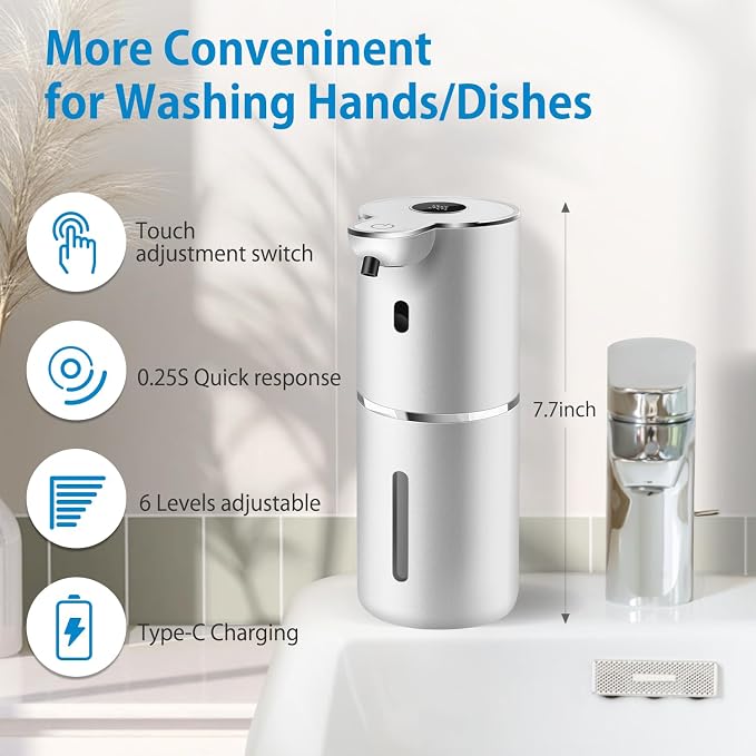 Automatic Liquid Soap Dispenser 12.8oz, Rechargeable & 6 Levels Soap Adjustable - Image 2