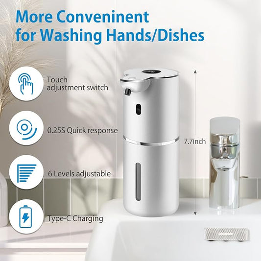 Automatic Liquid Soap Dispenser 12.8oz, Rechargeable & 6 Levels Soap Adjustable - Image 2