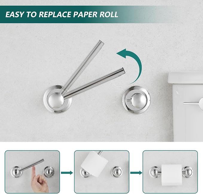 Hoimpro Wall Mounted Rustproof Chrome Toilet Tissue Paper Holder Bathroom - Image 3